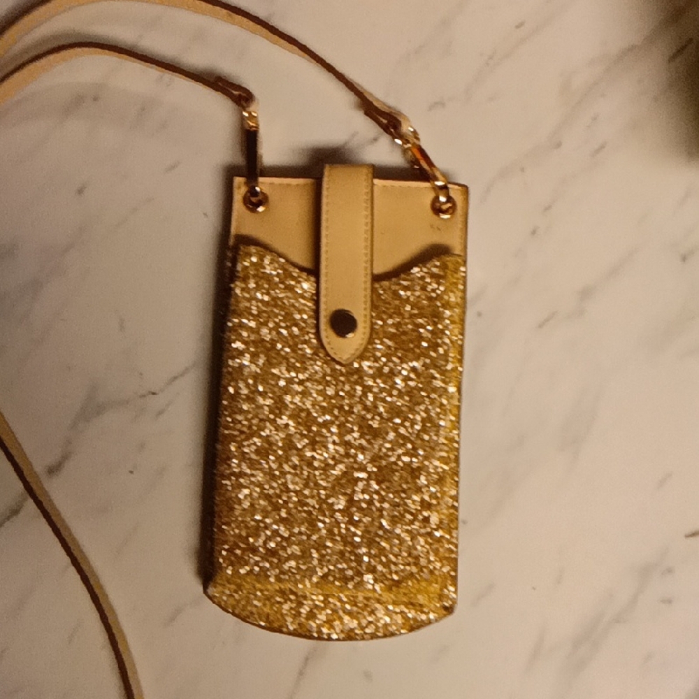 Sparkling Gold Glitter Crossbody Bag
